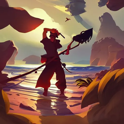 Image similar to painting treasure on sea of thieves game smooth median photoshop filter cutout vector, behance hd by jesper ejsing, by rhads, makoto shinkai and lois van baarle, ilya kuvshinov, rossdraws global illumination