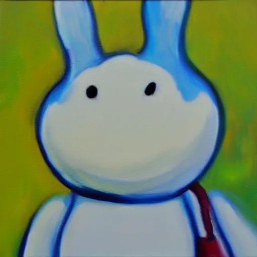 Image similar to moomin, oil painting