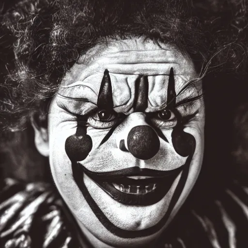 Prompt: photo of a clown crying in a corner