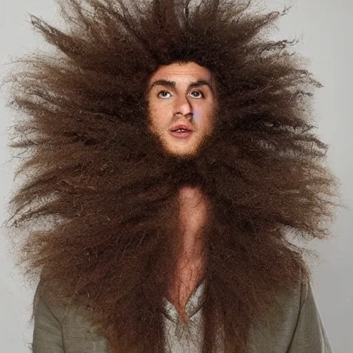 Prompt: lions mane on a person