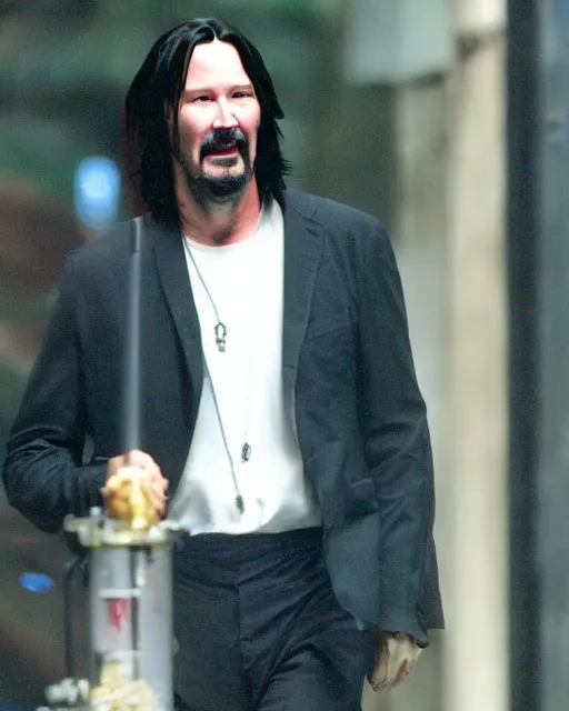 Image similar to Keanu reeves in a role of Gendalf