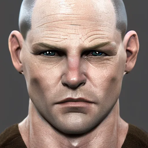 Image similar to Hank Venture in real life a round face and athletic body and neck, thin, blonde buzzcut, realistic, very realistic, hyperrealistic, highly detailed, very detailed, extremely detailed, detailed, digital art, oil painting, trending on artstation, headshot and bodyshot, detailed face, very detailed face, extremely detailed face, HD Quality, 8k resolution, very very detailed face, real life