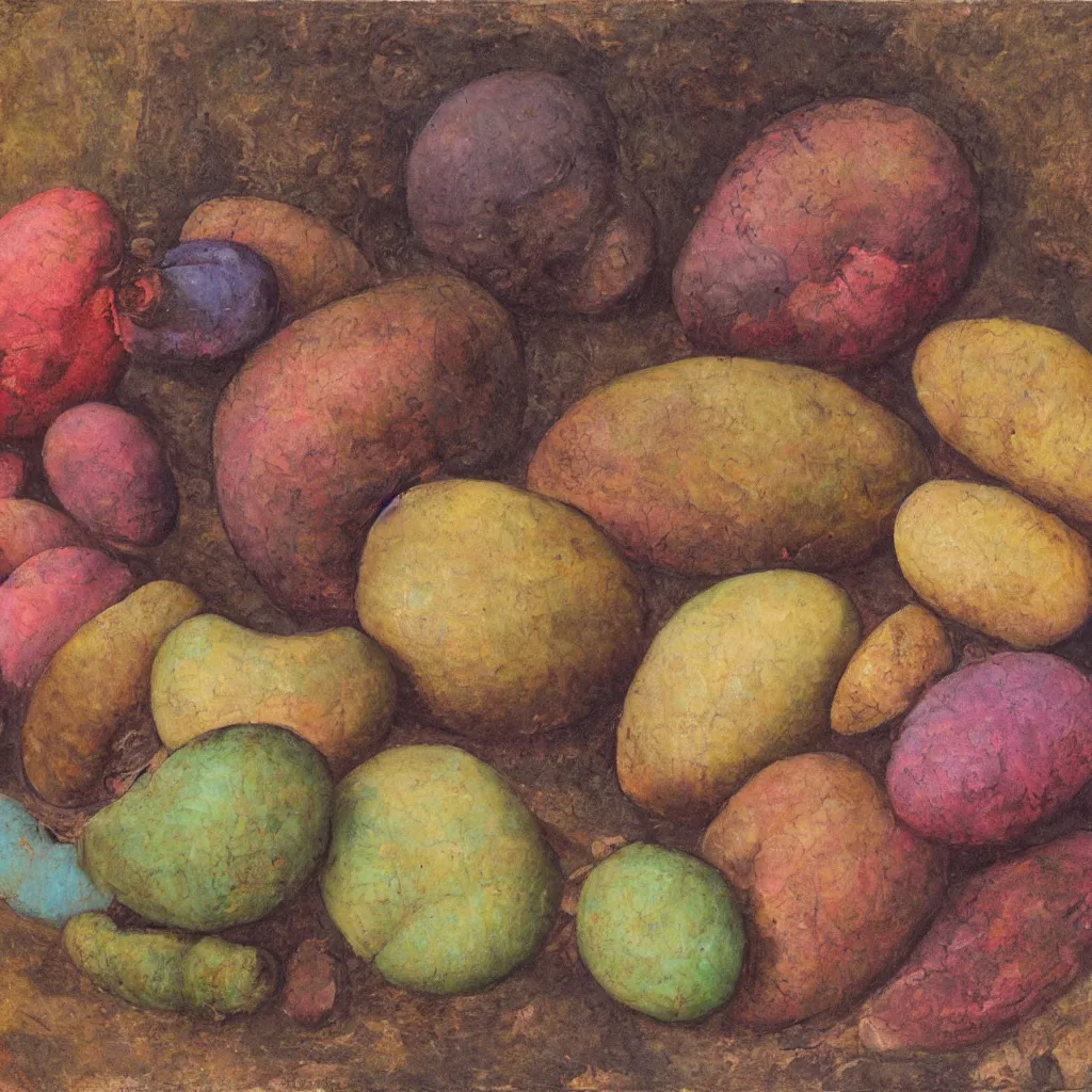 Image similar to a colorful painting of a coco de mer