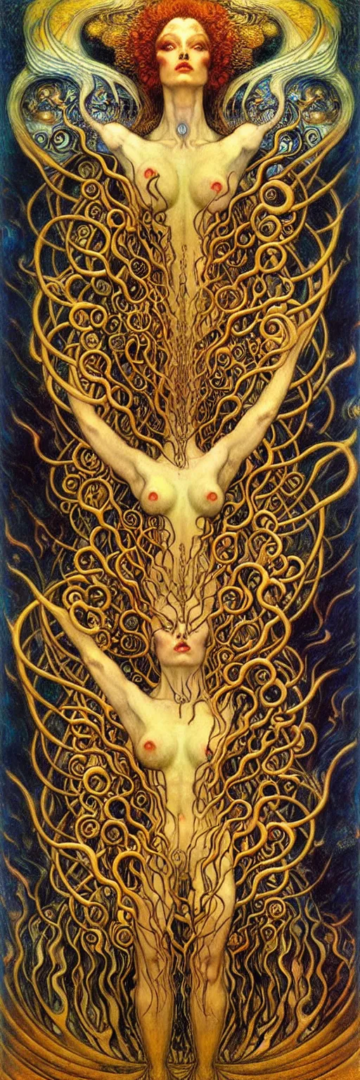 Image similar to Divine Chaos Engine by Karol Bak, Jean Delville, William Blake, Gustav Klimt, and Vincent Van Gogh, symbolist, visionary