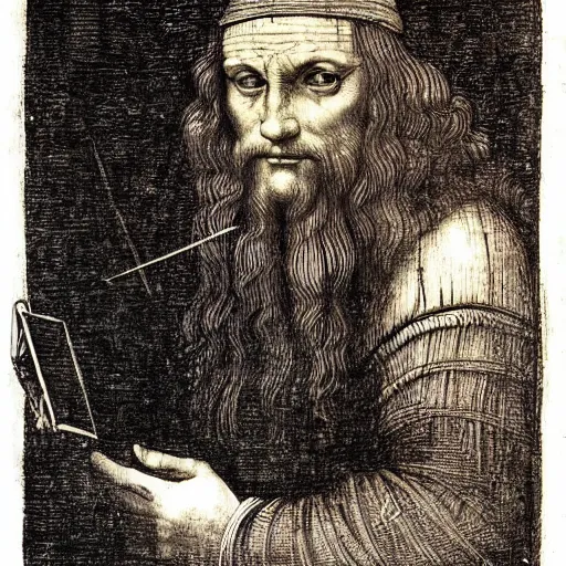 Prompt: Leonardo da Vinci self portrait