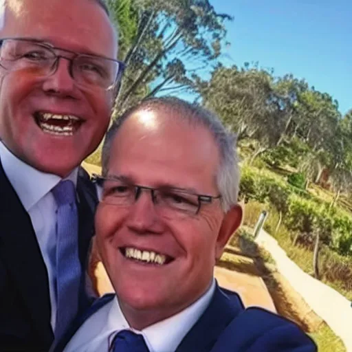 Prompt: scott morrison selfie with jesus