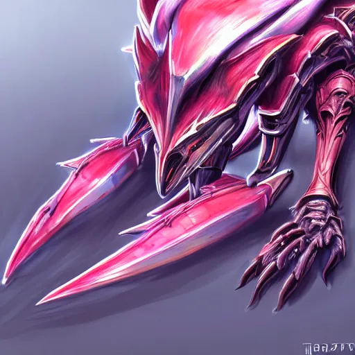 Prompt: very close up foot shot, detailed foot shot, hyperdetailed elegant beautiful stunning anthropomorphic hot mecha female dragon showing detailed sharp dragon claws close to camera, laying on beach, soft pads, sharp silver armor, fuchsia skin, feet art, warframe destiny fanart, feet art, dragon paws, furaffinity, deviantart, octane, ekasportal