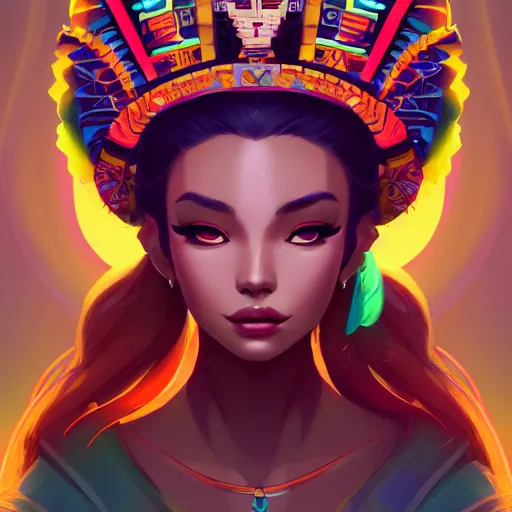 Image similar to a portrait of a beautiful aztec queen, art by lois van baarle and loish and ross tran and rossdraws and sam yang and samdoesarts and artgerm and saruei, digital art, highly detailed, intricate, sharp focus, Trending on Artstation HQ, deviantart, unreal engine 5, 4K UHD image