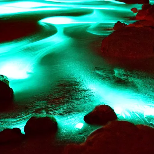 Image similar to bioluminescent waves, night time