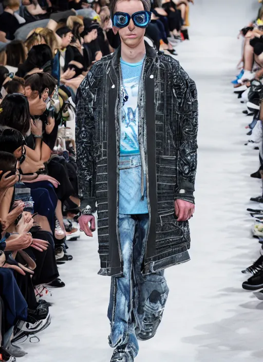 Image similar to hyperrealistic and heavy detailed balenciaga runway show of rick and morty , Leica SL2 50mm, vivid color, high quality, high textured, real life