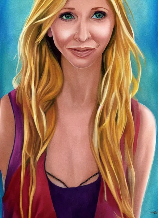 Image similar to beautiful art of Sarah Chalke, by David LaChapell