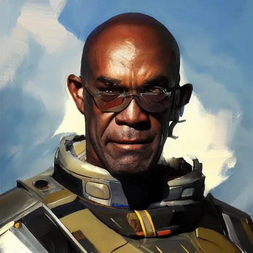 Image similar to greg manchess portrait painting of light armored trevor phillips as overwatch character, medium shot, asymmetrical, profile picture, organic painting, sunny day, matte painting, bold shapes, hard edges, street art, trending on artstation, by huang guangjian and gil elvgren and sachin teng