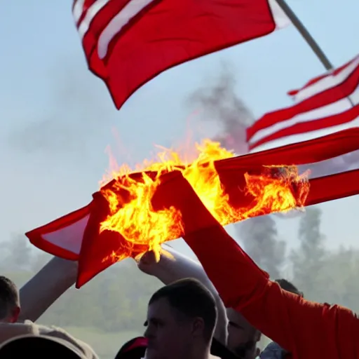 Image similar to burning maga flag,