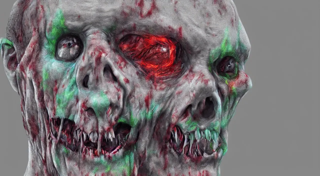 Prompt: a color pencil sketch of a zombie hyperrealistic and rendered in Cinema4D