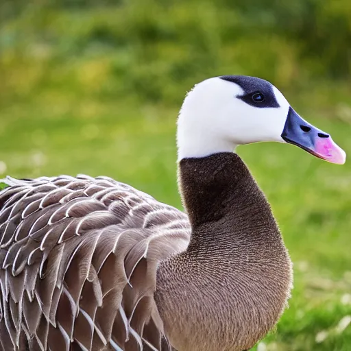 Image similar to photo of a goose wearing knight armor