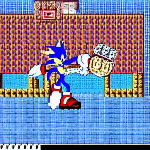 Prompt: Sonic the Hedgehog 16-bit pixel art official Sega