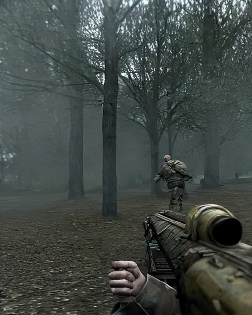 Image similar to Trump in Stalker, gameplay screenshot, mid-shot