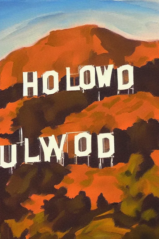 Prompt: painting of the hollywood sign