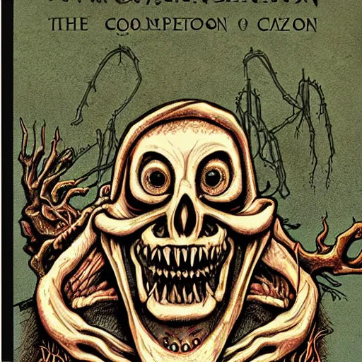 Image similar to front cover of the necronomicon, ultra detail, creepy, book cover