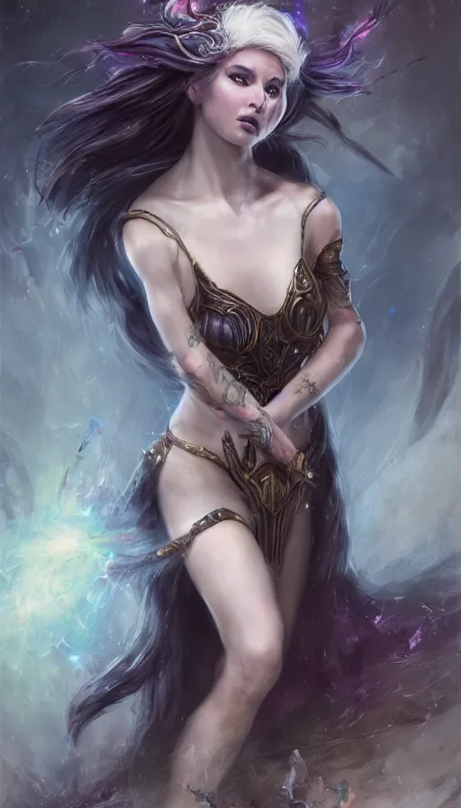 Prompt: Female sorceress by Livia Prima,fantasy,beautiful,pretty,masterpiece,stunning,high quality,full body,one subject,face,trending on reddit