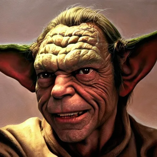 Prompt: ultra realistic portrait painting of tommy lee jones as yoda, art by frank frazetta, 4 k, ultra realistic, highly detailed, epic lighting