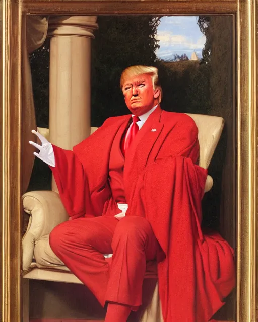 Prompt: donald trump by frank cadogan cowper