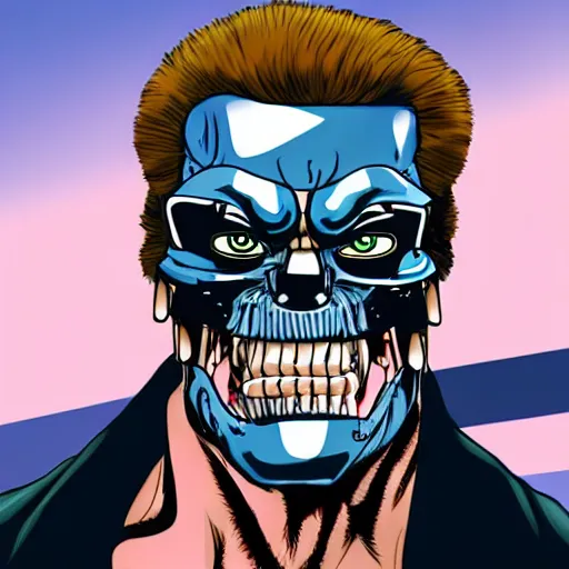 Image similar to arnold schwarzenegger as an animal, the terminator, animation, myazaki, anime, animation, furry