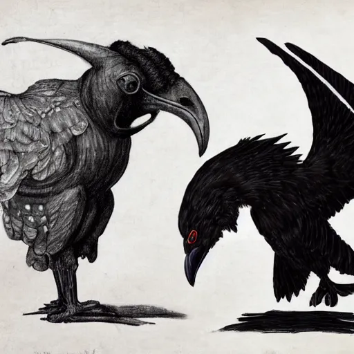 Image similar to a raven and horse chimera