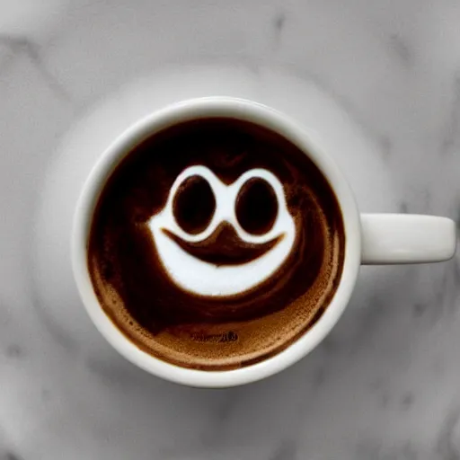 Prompt: a cappuccino with a smiley as chocolate dust