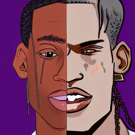 Image similar to Travis Scott made by Butch Hartman, trending on ArtStation,