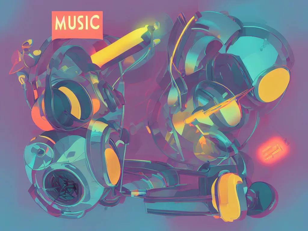 Prompt: music is life, retro - futurism, claymorphism, spatialism, matte color palette, designed by artstationhq, retro, 3 d shading, low fi,