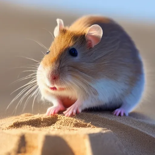 Image similar to Photo of a hamster making a sandcastle, highly-detailed 4K award-winning