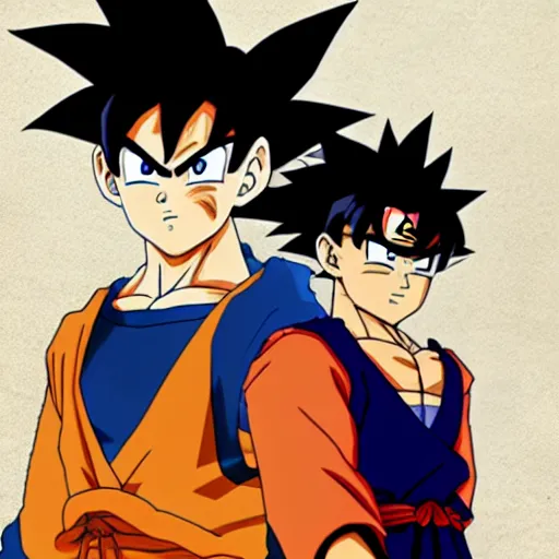 Prompt: Goku and Naruto Crossover, anime