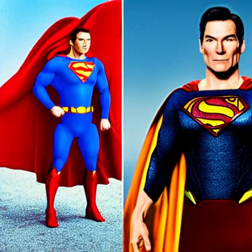 Prompt: Patrick Stewart as Superman, real photo, realistic, clean background