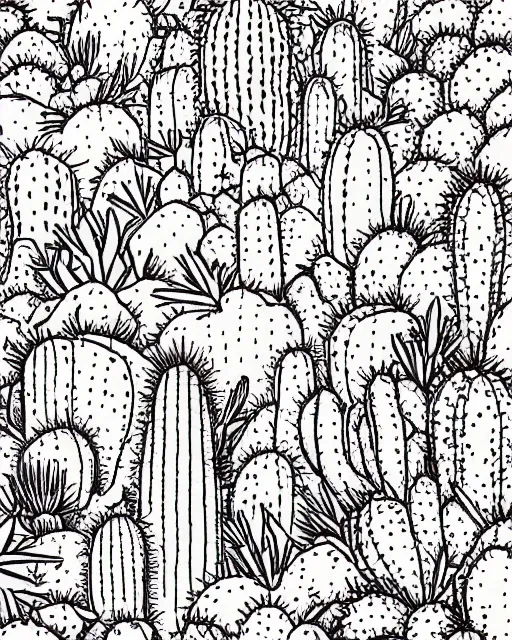 Image similar to detailed sketch of a cactus, pencil, red and white pattern, mysterious desert, two moons, 8 k, by studio ghibli, trending on deviantart, hyper detailed