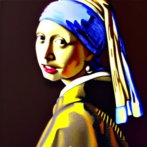 Image similar to painting of Elon Musk posed in the style of ‘Johannes Vermeer\'s girl with a pearl earring’ hyperrealistic, moody lighting, golden hour