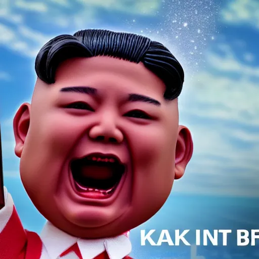 Image similar to kim jong un doll screaming at bts concert octane render