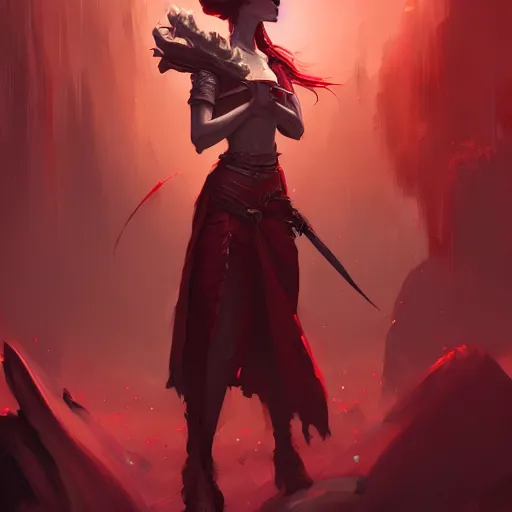 Prompt: a beautiful red sorceress wearing crop top, game of thrones concept art by pete mohrbacher and guweiz and ilya kuvshinov, digital art, highly detailed, intricate, sharp focus, trending on artstation hq, deviantart, unreal engine 5, 4 k uhd image