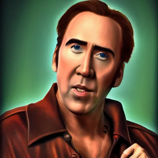Image similar to nicholas cage as scooby doo portrait, cinematic, realistic photography