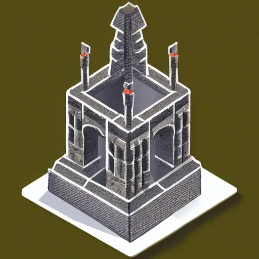 Image similar to isometric view of a wizard tower, svg