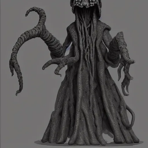 Image similar to a mind flayer, dark, concept art, made out of clay.