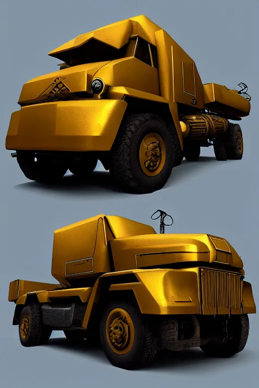 Prompt: “ cybertruck in war thunder game. front on, symmetrical. industrial design. good design award, innovative product concepts, most respected design, amazing depth, glowing, golden ratio, 3 d octane cycle unreal engine 5, volumetric lighting, cinematic lighting, cgstation artstation concept art ”