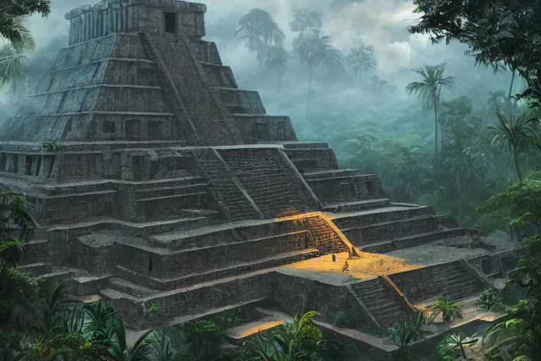 tenochtitlan, painting by thomas cole, unreal engine, | Stable ...