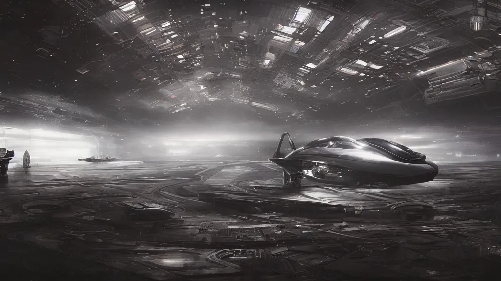 Image similar to a Photorealistic dramatic hyperrealistic render of an Interstellar spaceship inside a dark hangar space ,Ultra realistic details,glossy white metal,Orange racing stripes,weathered surfaces,by Hidetaka Tenjin,Yoh Yoshinori,Yoji Shinkawa,Masamune Shirow,Beautiful dramatic dark moody tones and lighting,cinematic atmosphere,studio lighting,shadows,dark background, Octane render,8K