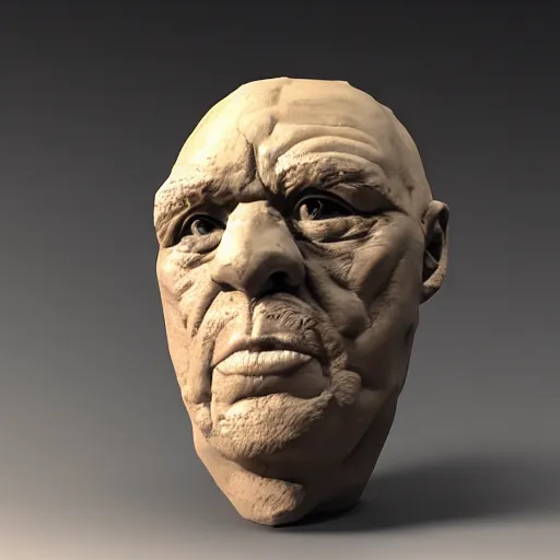 Image similar to terrible clay sculpture, professional lighting, 4 k, detailed