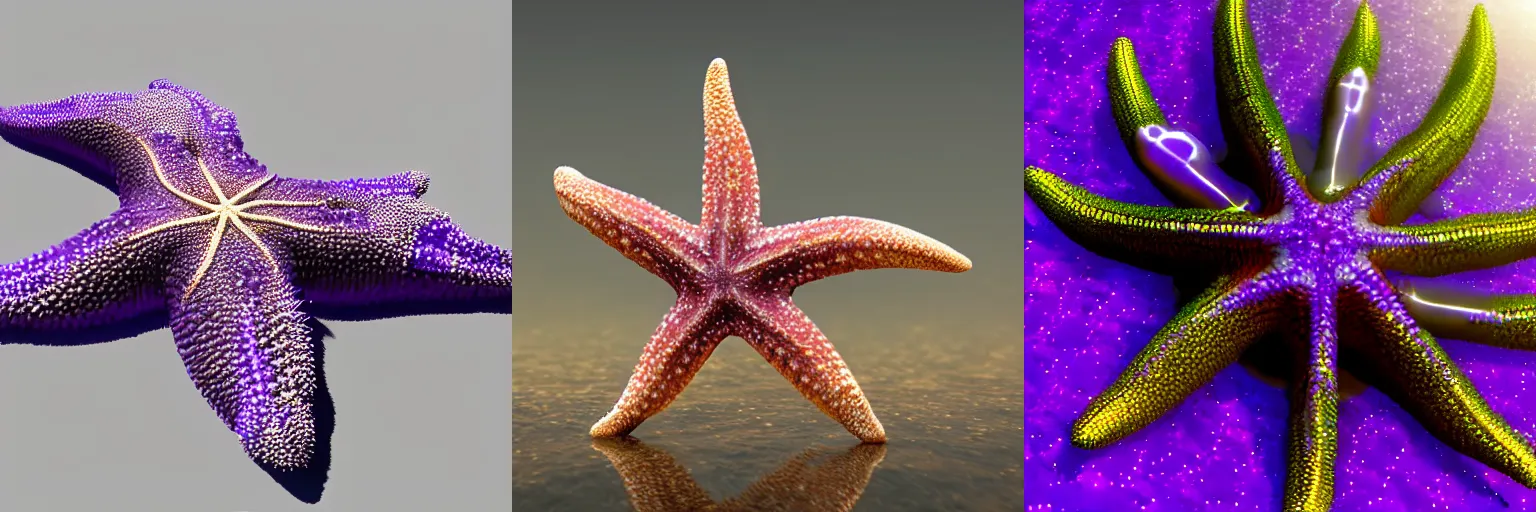 Prompt: a starfish made out of amethyst, award winning, unreal engine, 4k