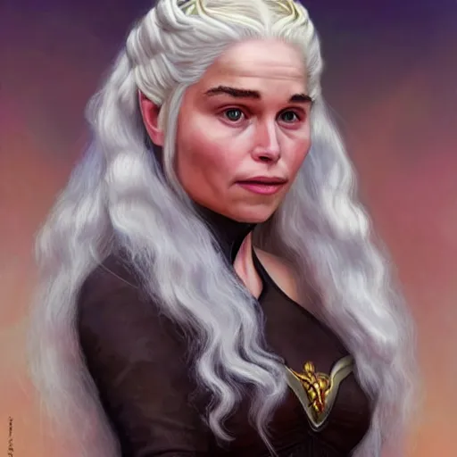 Prompt: elon musk as daenerys targaryen, portrait in the style of konstantin razumov, extremely detailed