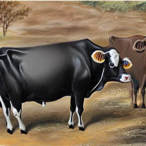 Prompt: A cow is crowling