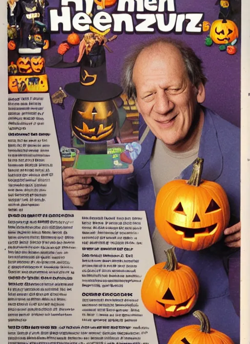 Prompt: a werner herzog halloween costume, full page scan from 1 9 8 8 toys r us catalog, highly detailed