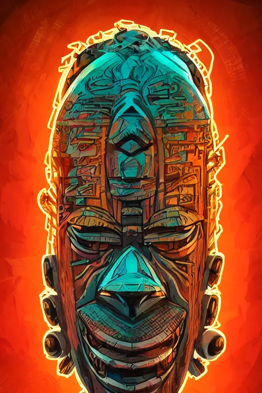 Prompt: viktor orban totem animal tribal chaman vodoo mask feather gemstone plant wood rock video game illustration vivid color borderlands by josan gonzales and dan mumford radiating a glowing aura